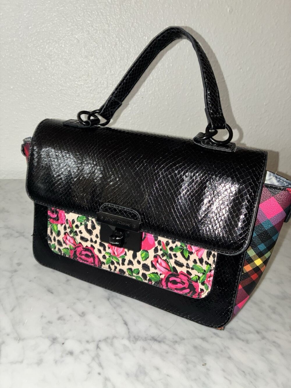 Torrid Betsey Johnson Satchel Bag Plaid Floral Handbag Purse